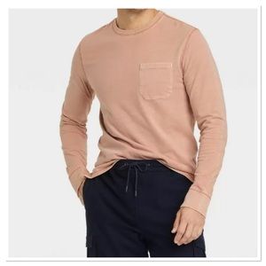 Men’s Long Sleeve Garment Dyed Pocket T- Shirt Goodfellow & Co